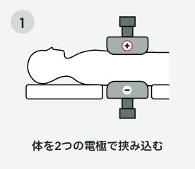 体を2つの電極で挟み込む